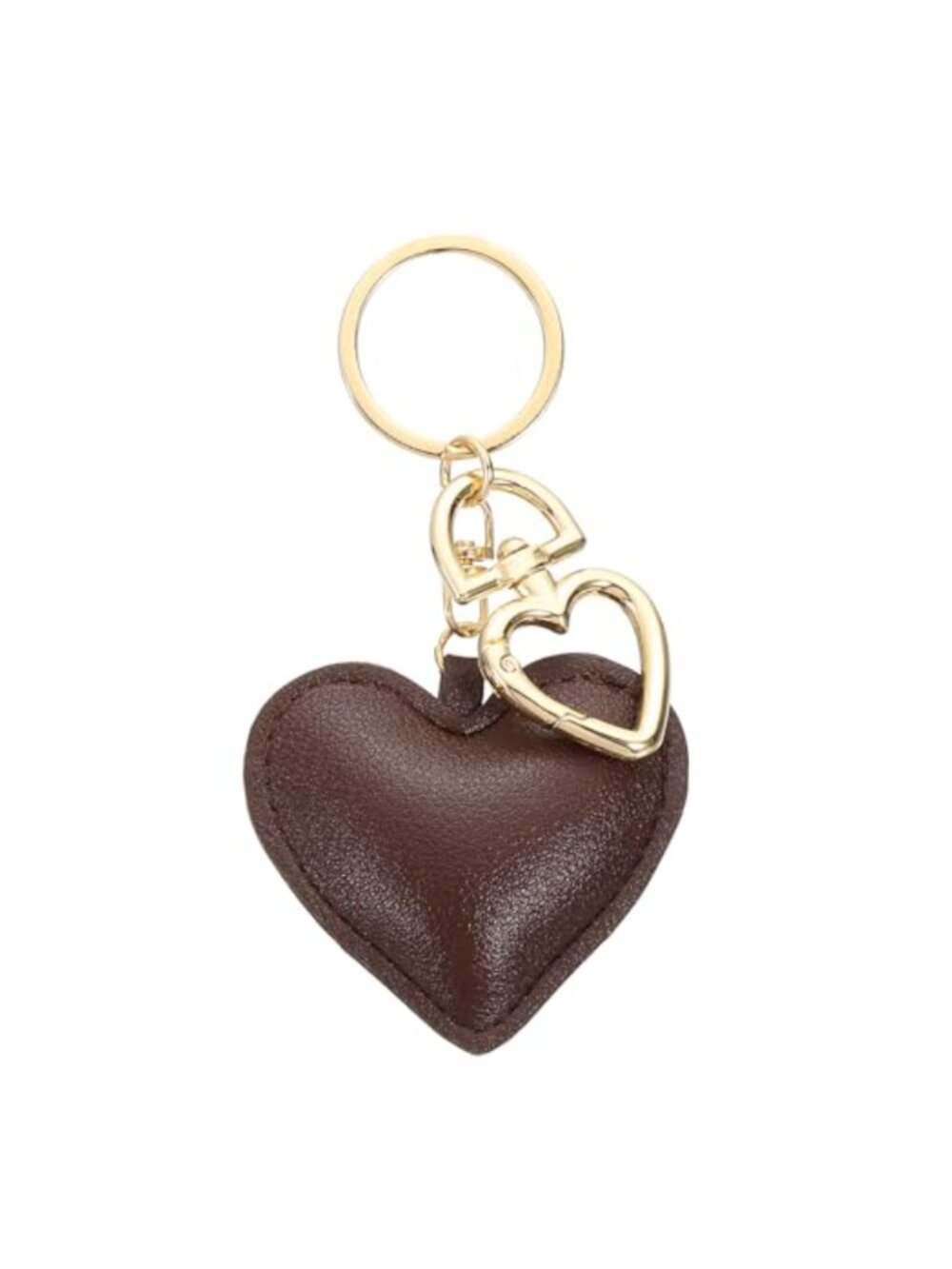 Leather Heart Keychain Charm Purse Keyring Pendant for Women